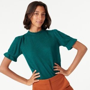 J Crew Puff-Sleeve Pointelle Top Women's Size XL